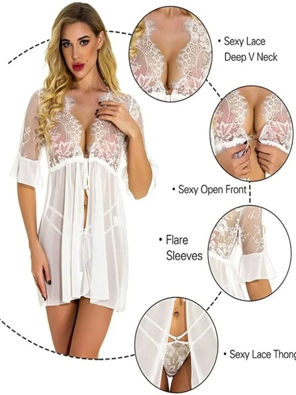 Women's Sexy-Lingerie Babydoll Sleepwear Underwear Lace Dress Nightwear